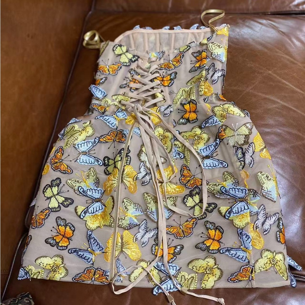 Bronx & Banco Bella Butterfly Maraya Multi Strapless Mini Dress M NWOT - Picture 6 of 7